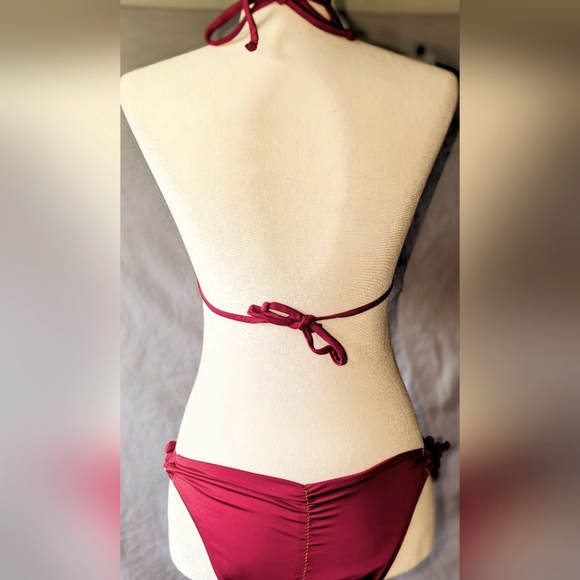 Handmade Columbian Beaded and Embroidered  bikini. Maroon/Red. Sz. M. New - Picture 5 of 7
